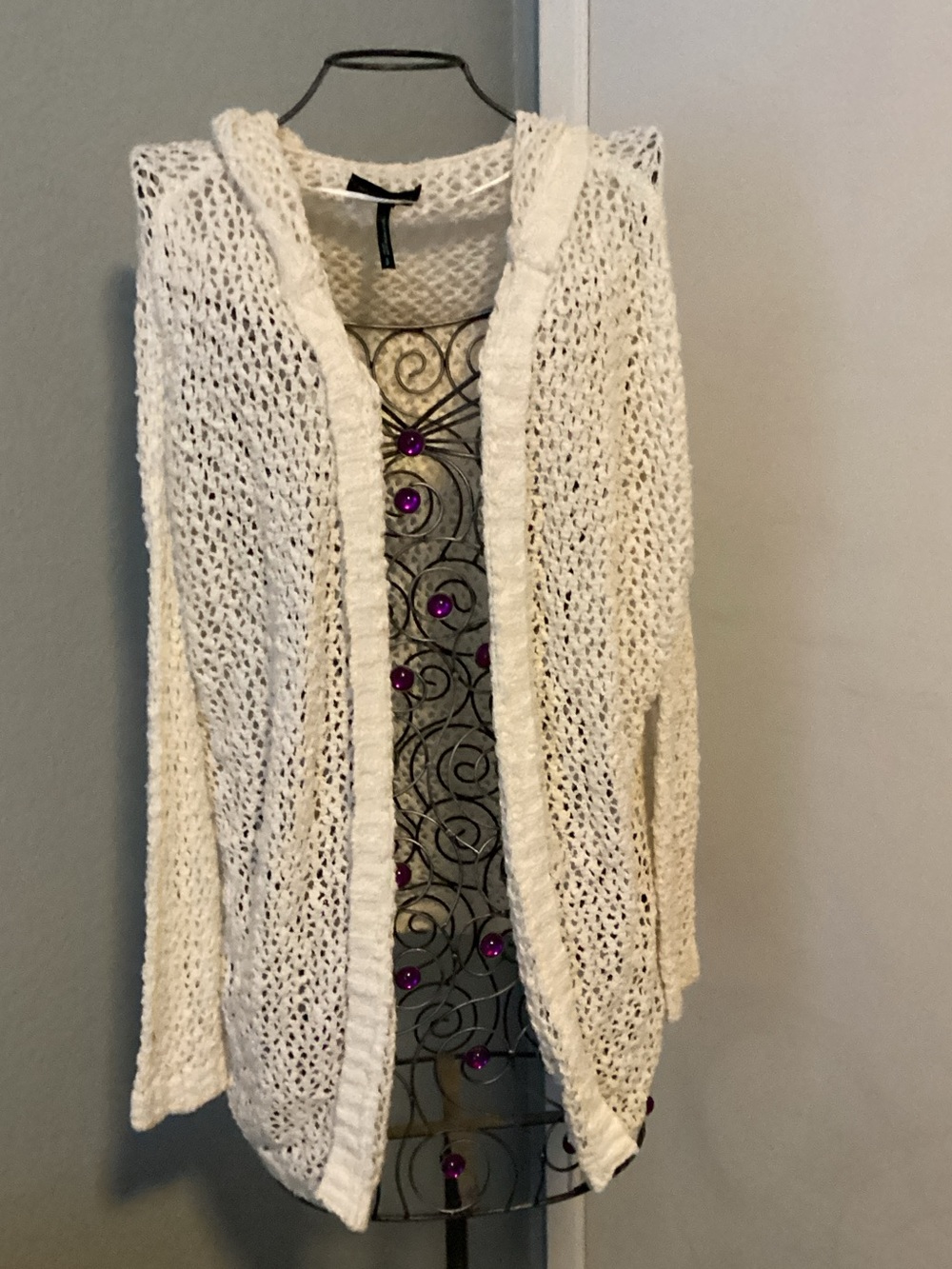 Melissa & Marley -Knit Hooded Cardigan Sweater - Cream